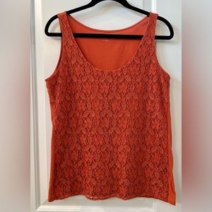 LOFT lacy tank in burnt orange; Size Medium